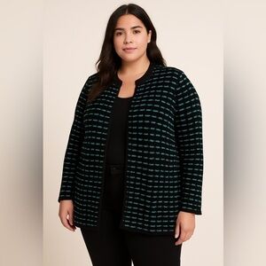 Misook Plus Size One Button Blazer Sweater